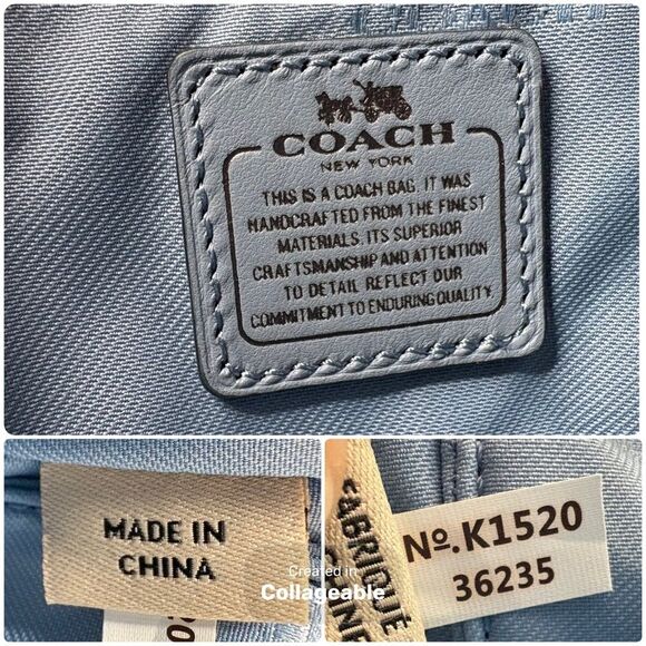 Coach Swagger 20 Pebble Leather Satchel 36235 Cornflower Blue Crossbody Bag - Picture 3 of 11